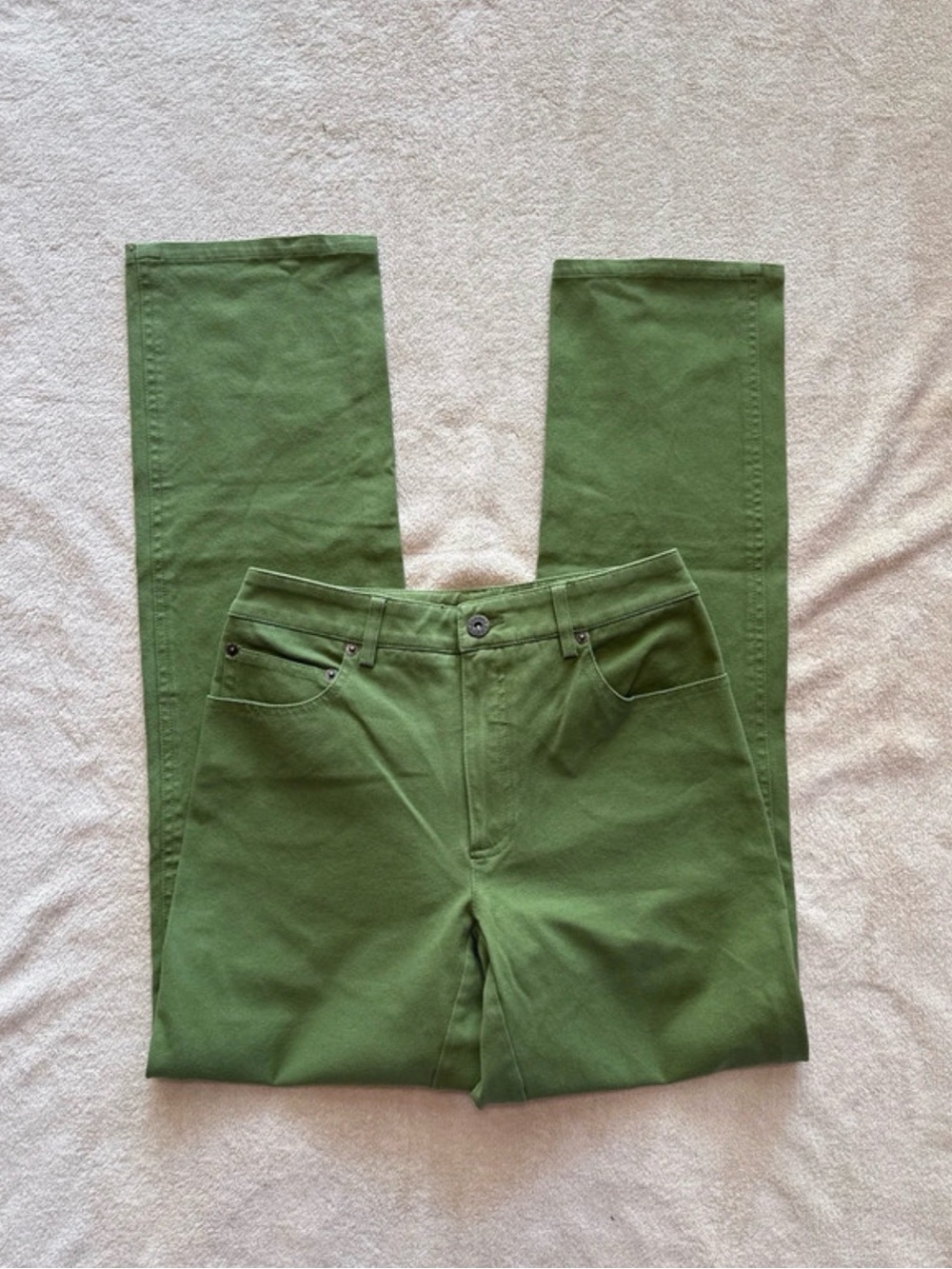 Wide Leg Green Women's Pants - Classic High-Rise Style